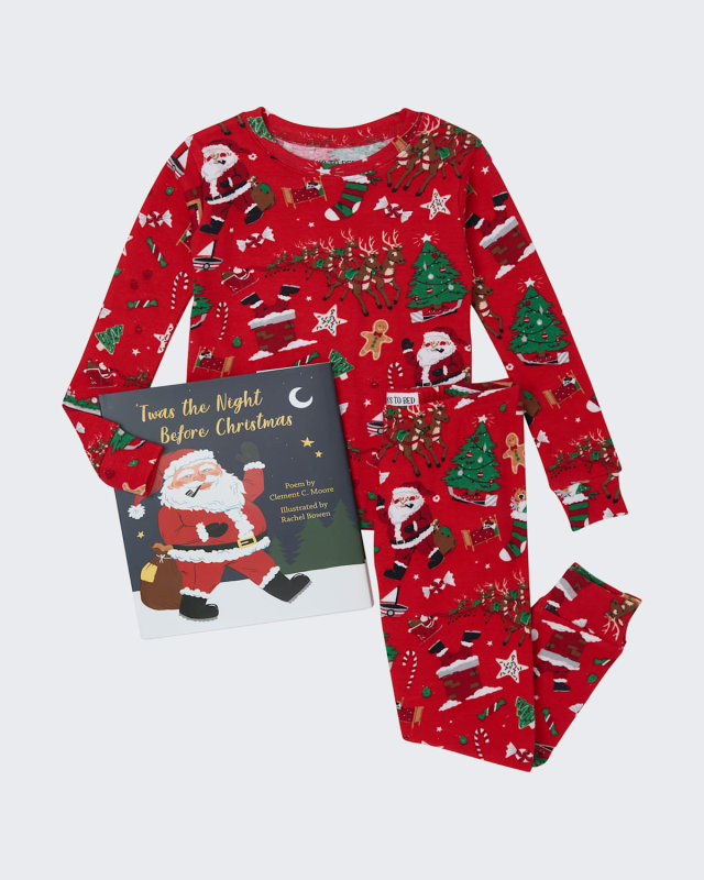 Kid's Twas the Night Before Christmas Printed Pajama Gift Set, Size 2-